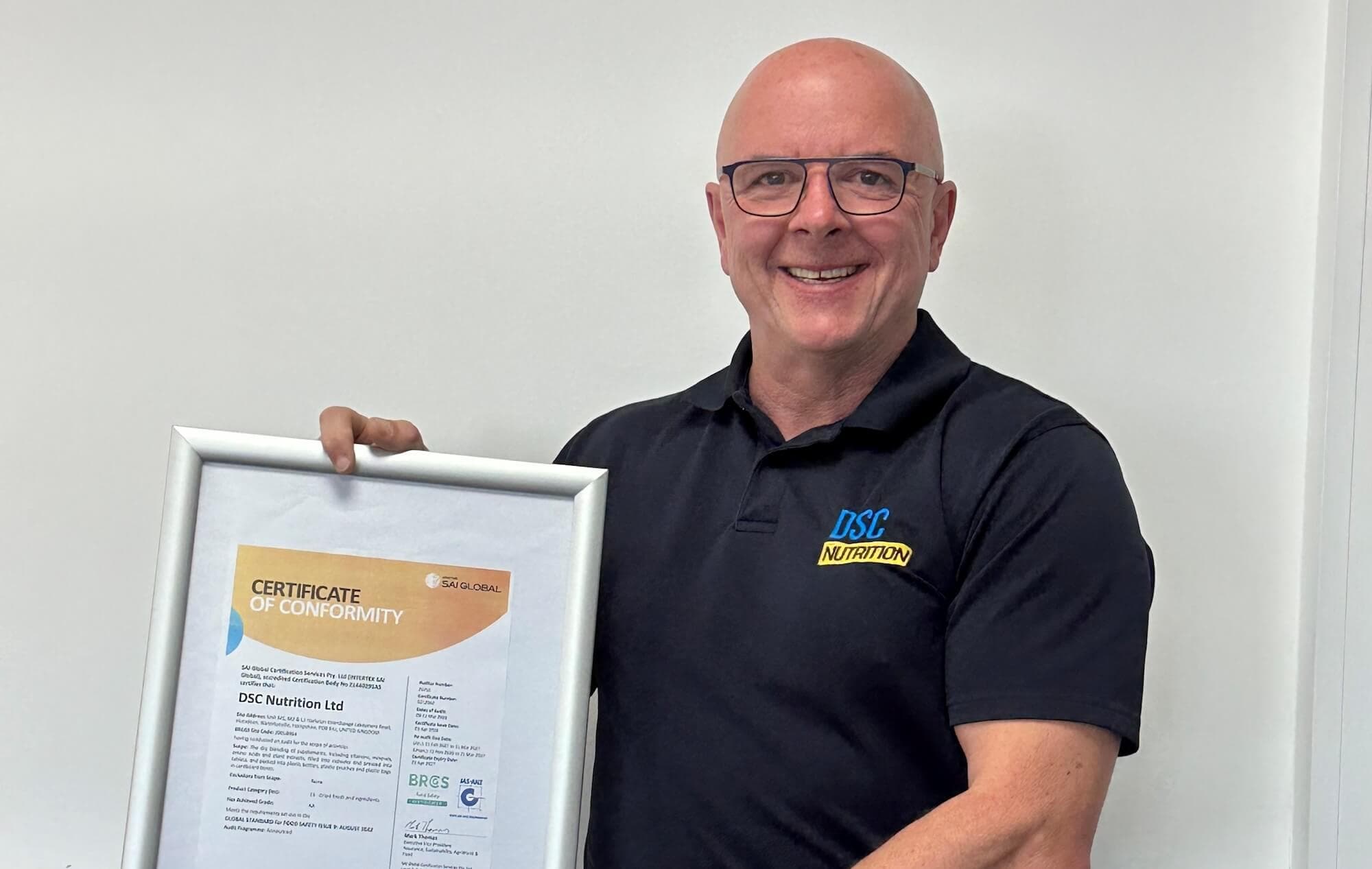 DSC Nutrition achieves highest quality rating in latest audit amidst exciting period of growth